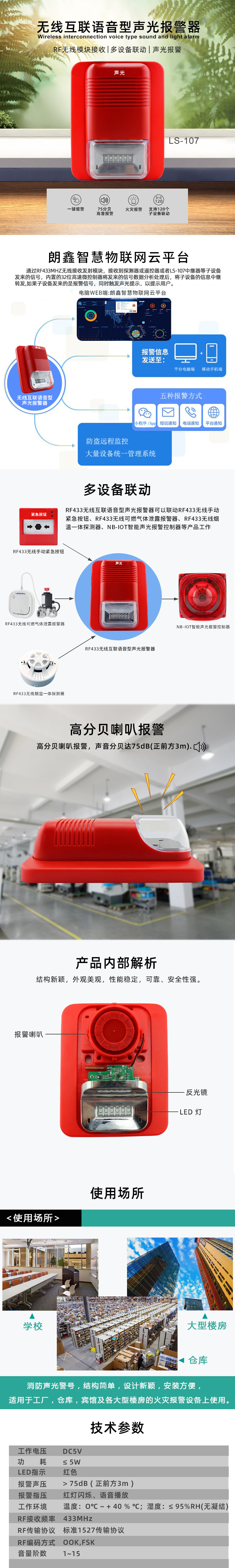 LS-107-A-E2F2S3W-D2 RF433无线 互联型语音式 消防声光警号--详情图